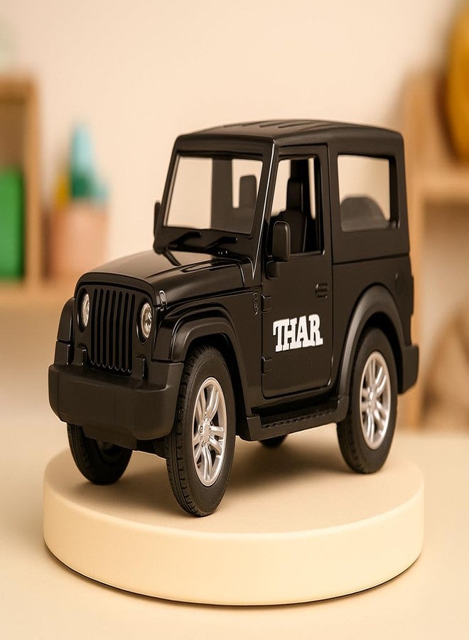 Lord Ambitious 1:36 Thar Toy Car Metal Body Openable Doors, Bonnet & Boot Pull-Back Action for Kids Diecast Model with Light Music Multi Colour - Image 1