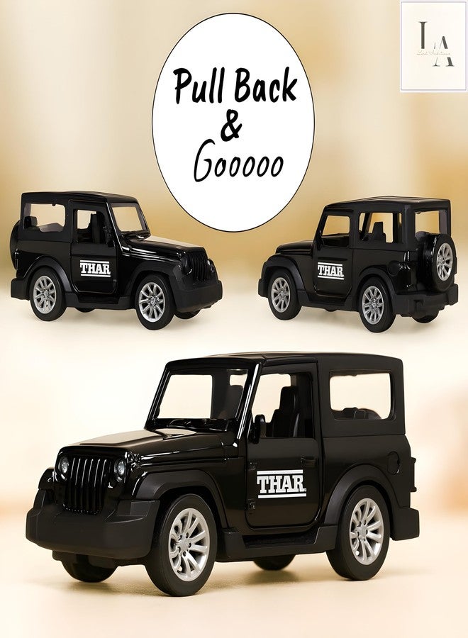 Lord Ambitious 1:36 Thar Toy Car Metal Body Openable Doors, Bonnet & Boot Pull-Back Action for Kids Diecast Model with Light Music Multi Colour - Image 4