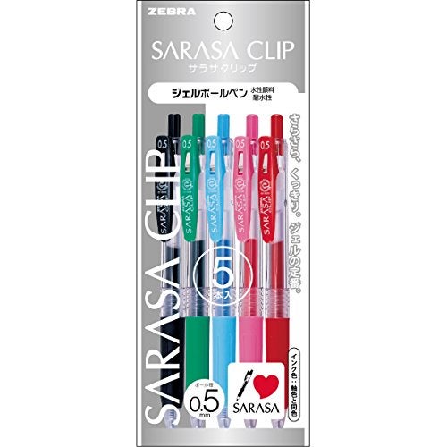 Zebra Pen ZEBRA PJJ155A Gel Ballpoint Pen Sarasa Clip 05 5 Colors - Image 1
