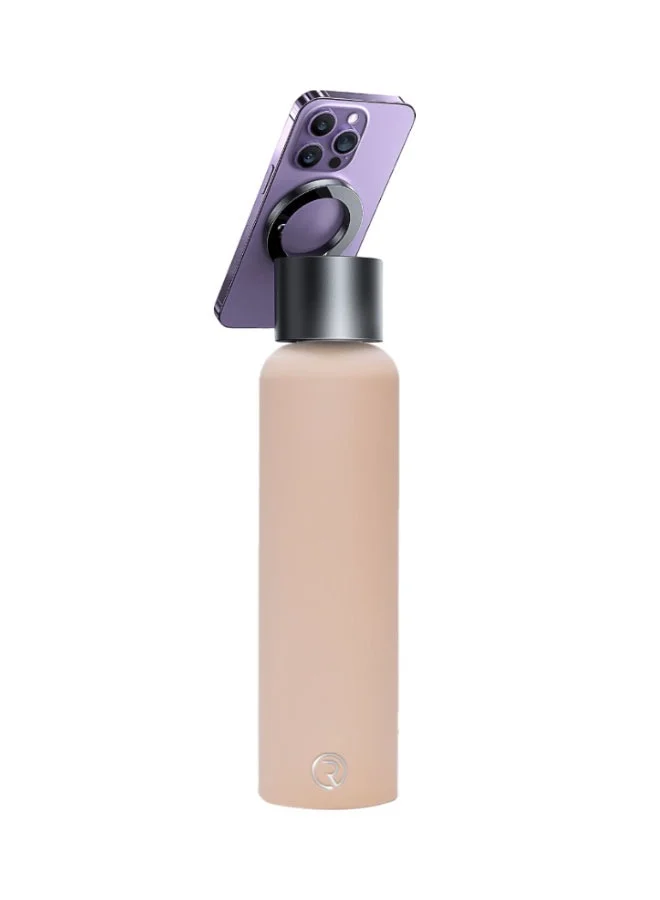 Sports Origin 24oz 750ml Multifunction Portable Water Bottle Tripod Water bottle | Magnet Top Magnetic Lid Water Bottle | Phone Holder | Stainless Steel Hydration Bottle with Integrated MagSafe Phone Mount | 12Hrs Hot/24Hrs Cold | BPA-Free | Works with All Devices Android & iOS | Free Magnetic Booster Ring | Pearl Cream