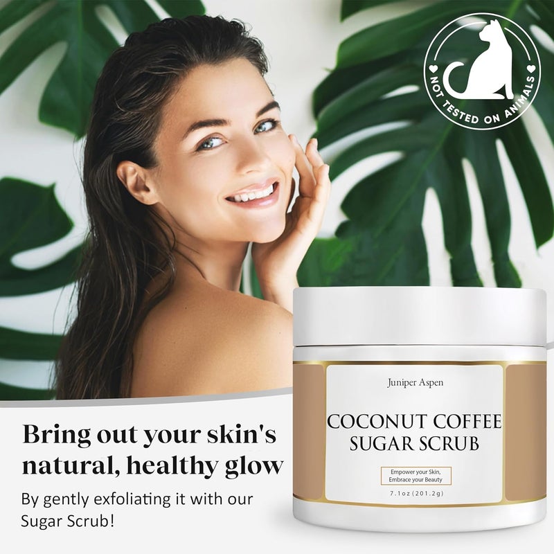 JUNIPER ASPEN Coconut Coffee Sugar Body Scrub Exfoliating Sugar Scrub that Foams to Moisturize and Exfoliate the Body Hands and Feet Exfoliating Body Scrub for the Bath or Shower with Oatmeal Extract for Skin - Image 5