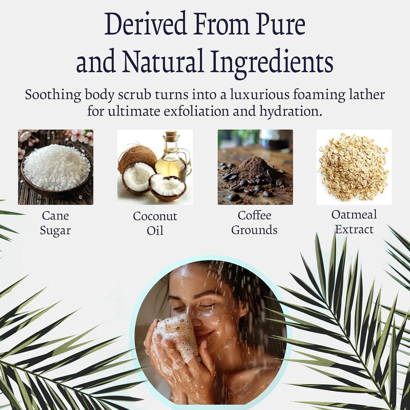 JUNIPER ASPEN Coconut Coffee Sugar Body Scrub Exfoliating Sugar Scrub that Foams to Moisturize and Exfoliate the Body Hands and Feet Exfoliating Body Scrub for the Bath or Shower with Oatmeal Extract for Skin - Image 2