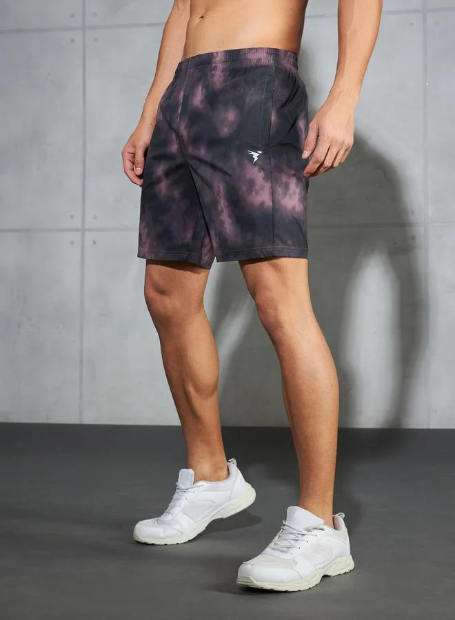 Technosport Technosport Solid 2-Way Stretch Tie-Dye Print Shorts