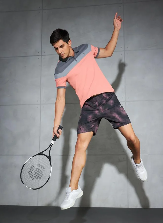 Technosport Technosport Solid 2-Way Stretch Tie-Dye Print Shorts