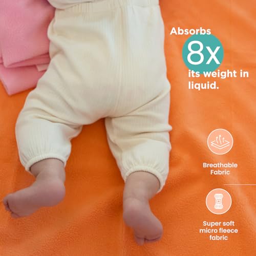 Tidy Sleep Instadry Anti-Piling Fleece Extra Absorbent Quick Dry Sheet for New Born Babies, Cotton Bed Protector Mattress Pack of 3 Blue-Pink-RBlue Small (70x50) cm - Image 5