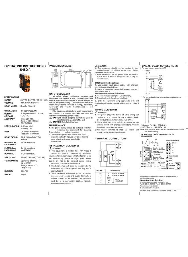 Selec 800Sq-A Din Rail On Delay Timer - Image 4
