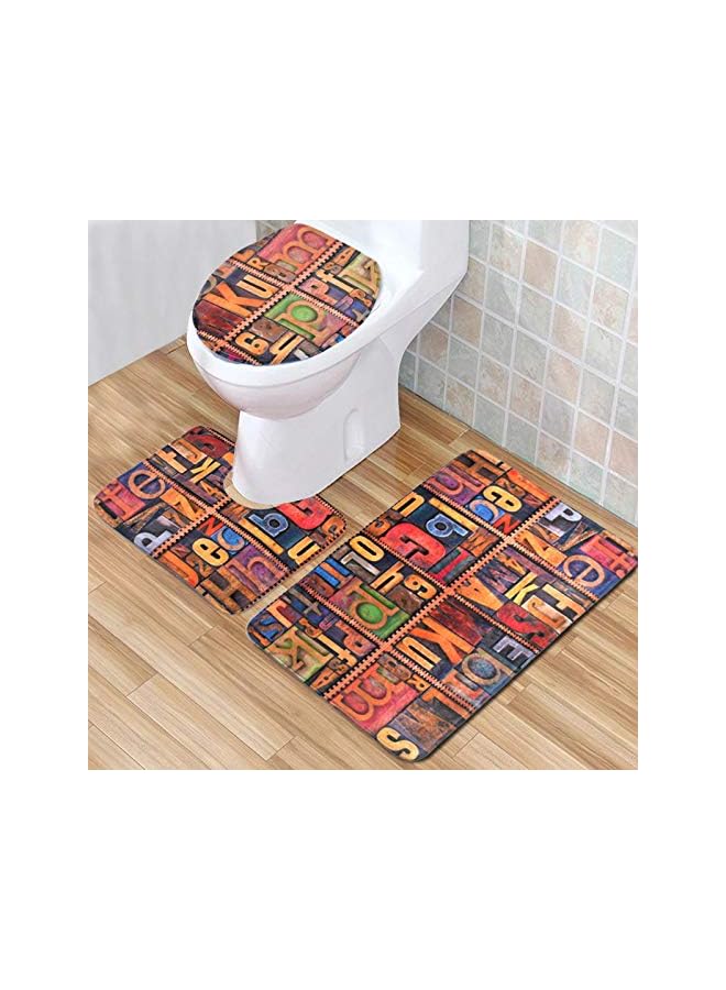 Home Concept -Set Bathroom Anti-Slip Pedestal Rug + Lid Toilet Cover + Bath Mat - Image 1