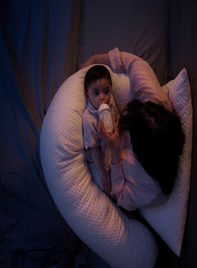Neyam Body Pillow: A 153 cm x 23 cm cylindrical pillow with memory foam. The body pillow is Soft, flexible, and height-adjustable. Comes with extra foam for personalized comfort, ensuring full-body support. - Image 1