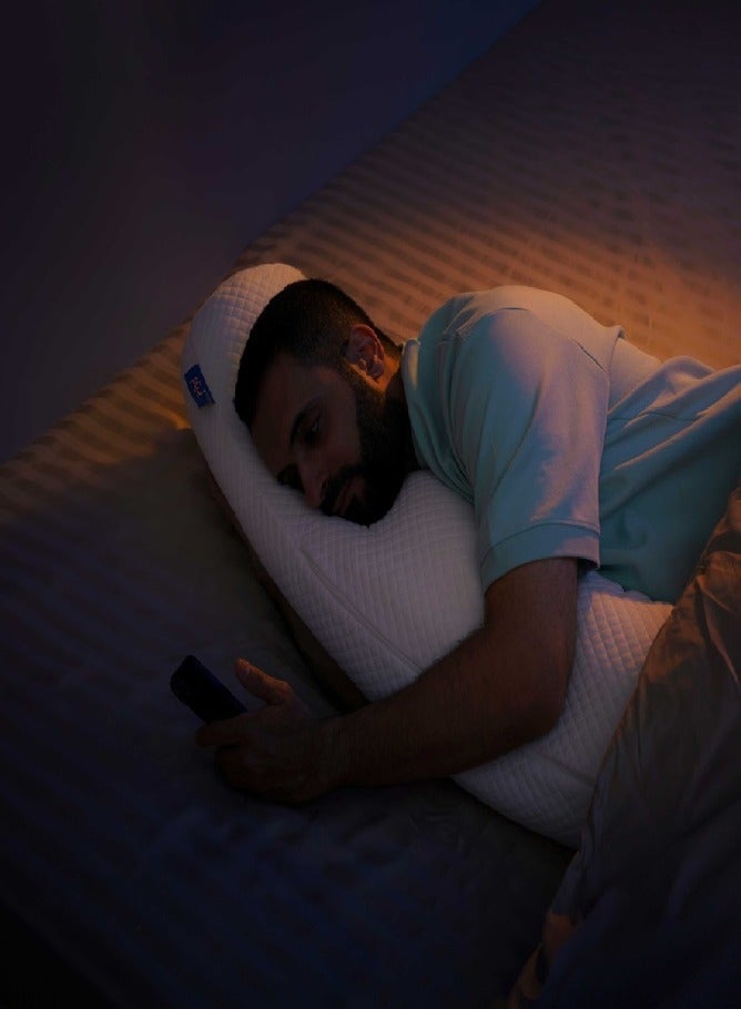 Neyam Body Pillow: A 153 cm x 23 cm cylindrical pillow with memory foam. The body pillow is Soft, flexible, and height-adjustable. Comes with extra foam for personalized comfort, ensuring full-body support. - Image 4