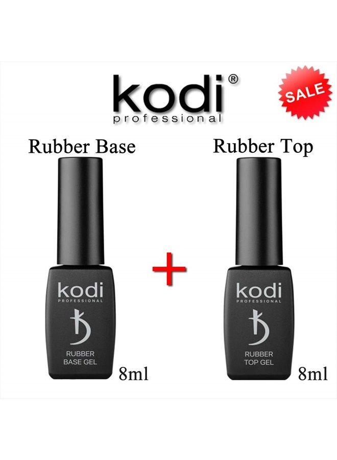 Kodi Professional أفضل مجموعة 2 في 1 قاعدة مطاطية 8 مل. (0.27 أونصة) + طلاء مطاطي 8 مل. (0.27 أونصة) جل طلاء أظافر LED/UV قابل للإزالة أصلي - Image 2