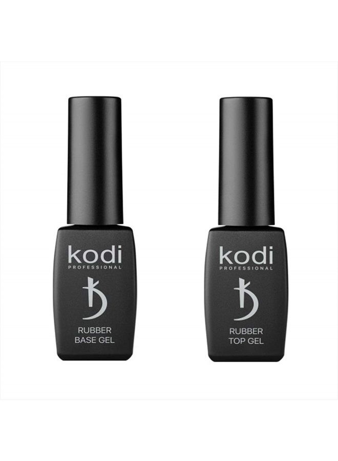 Kodi Professional أفضل مجموعة 2 في 1 قاعدة مطاطية 8 مل. (0.27 أونصة) + طلاء مطاطي 8 مل. (0.27 أونصة) جل طلاء أظافر LED/UV قابل للإزالة أصلي - Image 1