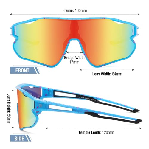 DUCO Kids Sunglasses Youth Baseball Sun Glasses Lightweight TR90 Frame UV400 Sports Cycling Shades for Boys Girls DK268 - Image 4