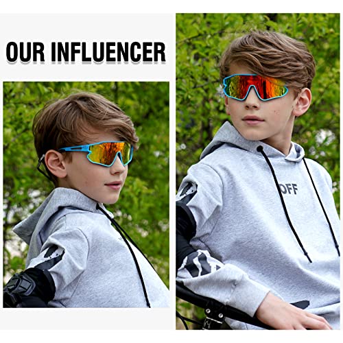 DUCO Kids Sunglasses Youth Baseball Sun Glasses Lightweight TR90 Frame UV400 Sports Cycling Shades for Boys Girls DK268 - Image 3