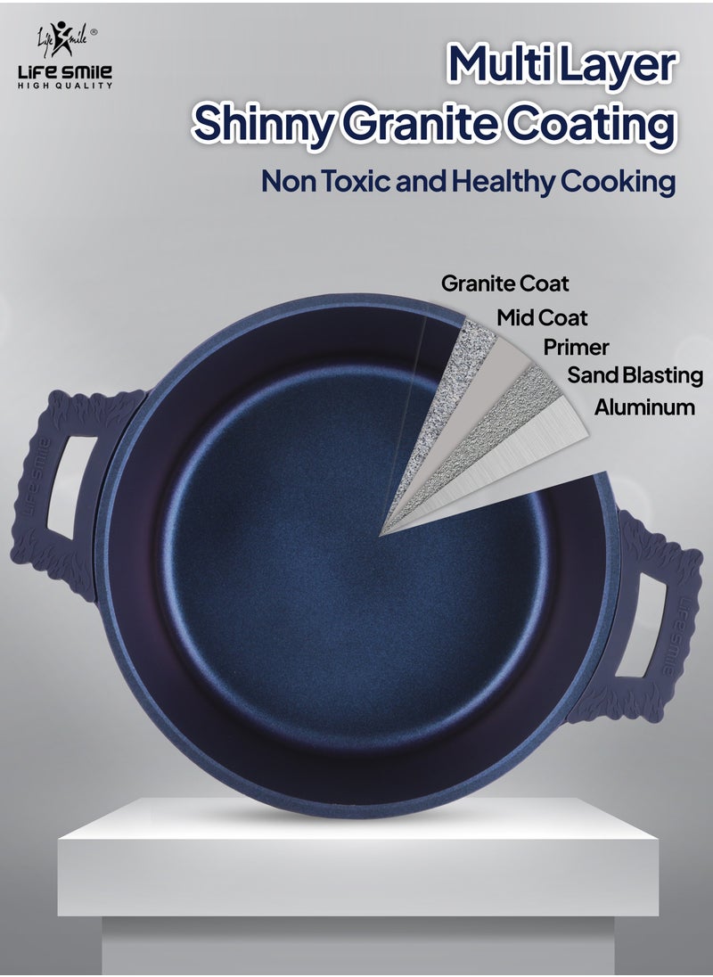Life Smile Cookware Set 13 pieces - LIFE SMILE Pots and Pans set Granite Non Stick Coating 100% PFOA FREE, Induction Base Cooking Set include Casseroles & Shallow Pot & Fry Pans & Silicone Utensils  - Image 4