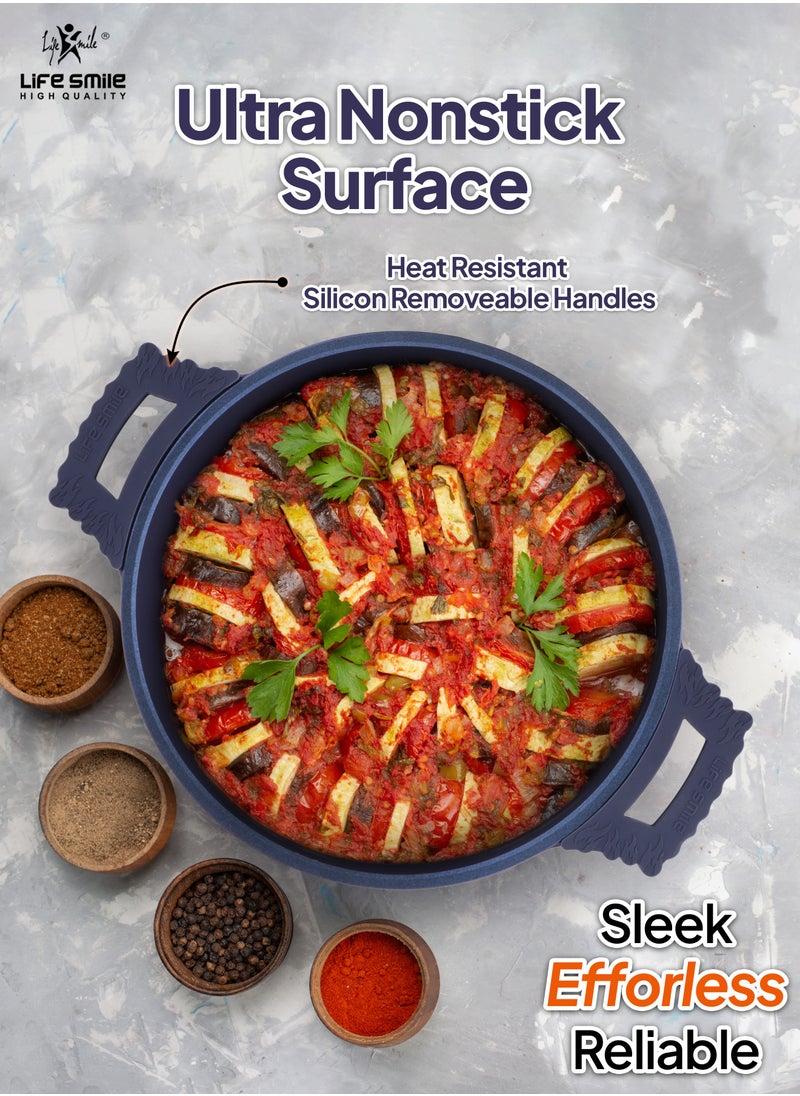 Life Smile Cookware Set 13 pieces - LIFE SMILE Pots and Pans set Granite Non Stick Coating 100% PFOA FREE, Induction Base Cooking Set include Casseroles & Shallow Pot & Fry Pans & Silicone Utensils  - Image 5
