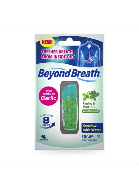 Beyond Breath Breath Freshening Capsules, Fresher Breath From Inside-Out, Even Works On Bad Breath From Garlic, Lasts Up To 8 Hours, 50 Capsules