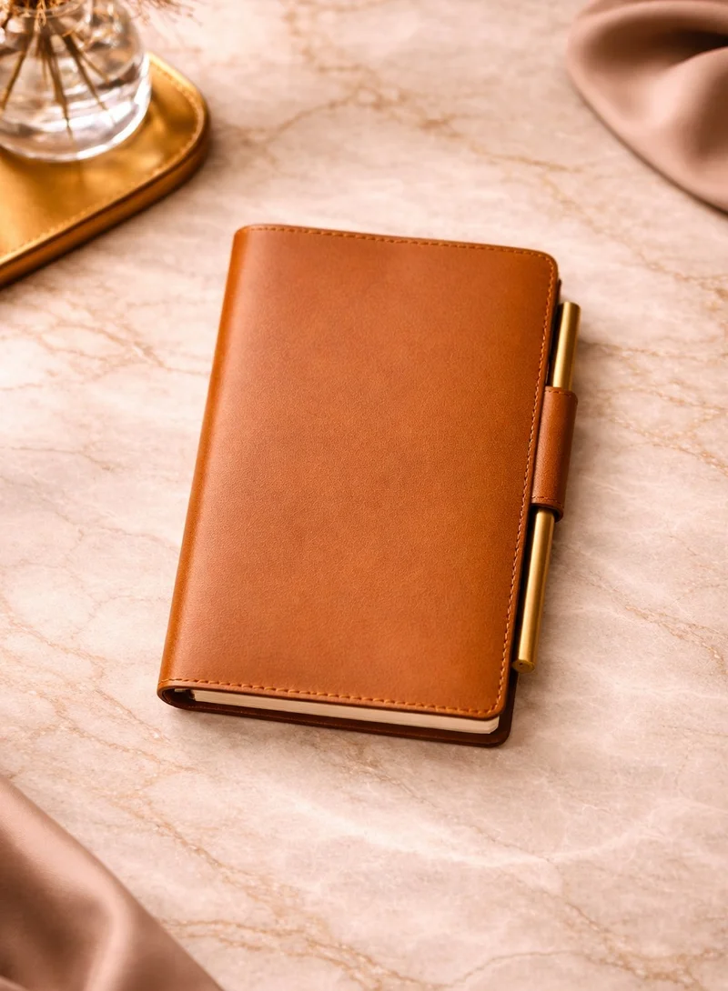 تحفة لوكس توڤا لوكس دفتر جلدي فاخر – بني | دفتر يدوي الصنع | جلد طبيعي | جاهز للهدايا