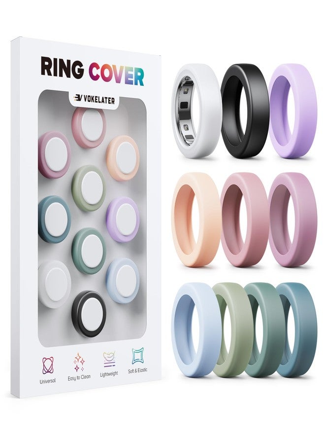 Vokelater 10 Pack Silicone Ring Covers Compatible with Oura Ring Gen 4 & Ring 3 Horizon/Heritage, Slim Protective Smart Ring Protectors in Morandi Colors for Women Men, S for 4/5/6/7/8/9 - Image 1