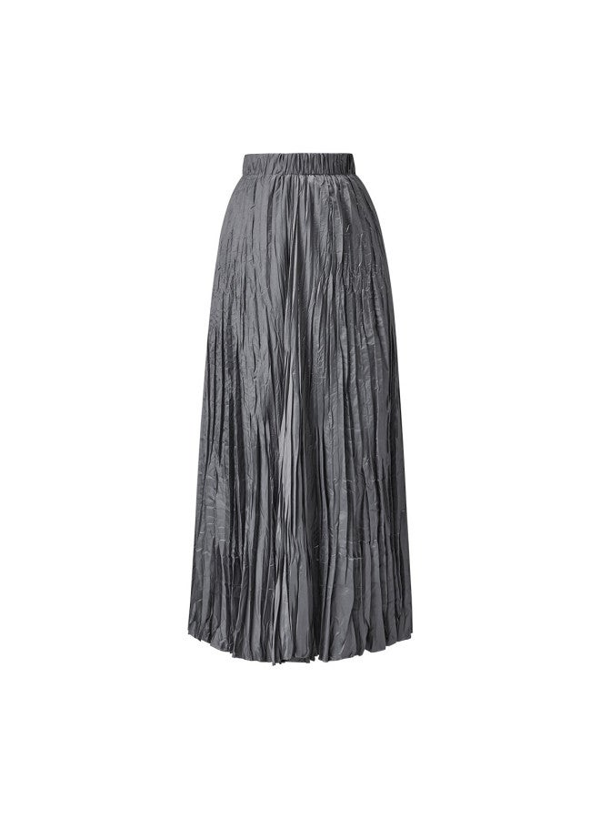 Yanyee Minimalist Elegant Long A-line Skirt For Women Autumn Textured Gray Xxl/44 - Image 4