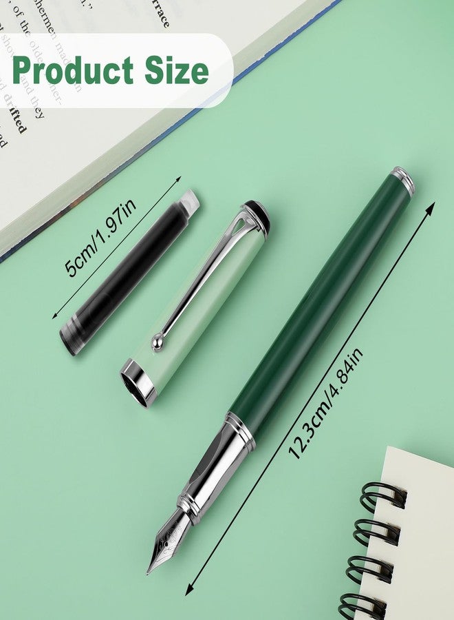 cobee Metal Fountain Pens with 10 Black Ink Cartridges, 0.5mm Fine Nib Fountain Pen Smooth Writing Luxury Calligraphy Pen Office School Supplies Gift(Green) - Image 3