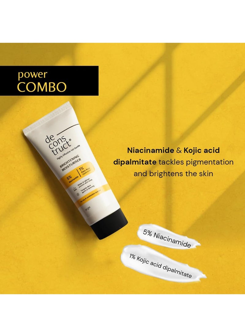 Deconstruct - Deconstruct Brightening Face Cream | 5% Niacinamide + 1% Kojic Acid + 5%VitaminC + VitaminE | For Dark Spots and Uneven Skin Tone | 50 gm each | Pack of 2 - Image 1