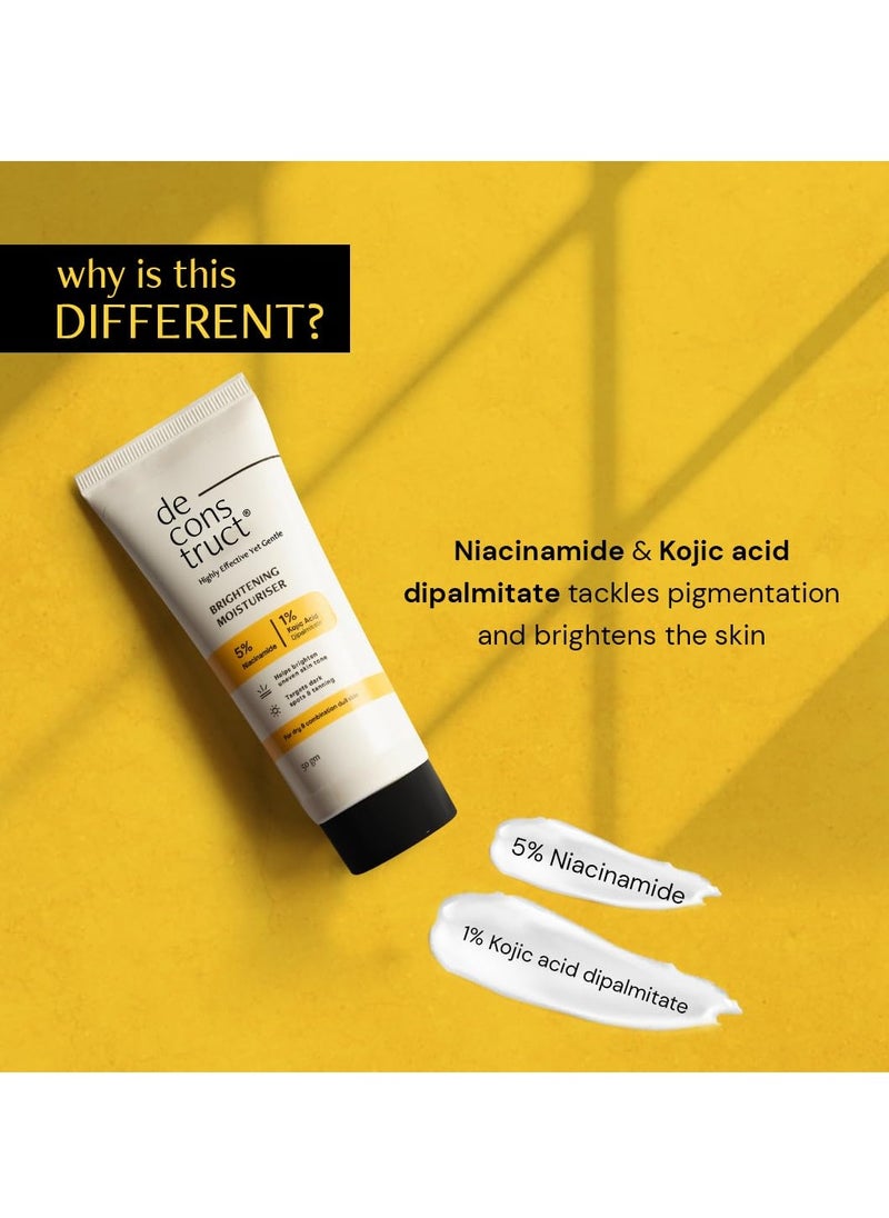 Deconstruct - Deconstruct Brightening Face Cream | 5% Niacinamide + 1% Kojic Acid + 5%VitaminC + VitaminE | For Dark Spots and Uneven Skin Tone | 50 gm each | Pack of 2 - Image 1