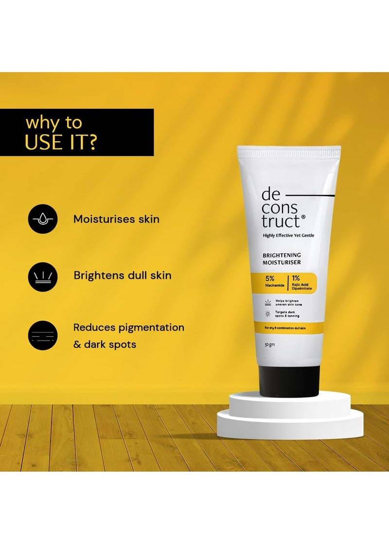 Deconstruct - Deconstruct Brightening Face Cream | 5% Niacinamide + 1% Kojic Acid + 5%VitaminC + VitaminE | For Dark Spots and Uneven Skin Tone | 50 gm each | Pack of 2 - Image 1