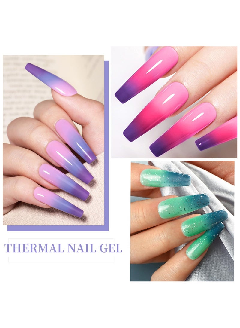 SYOSI 5 Pcs Gel Nail Polish, Colour Changing Gel Nail Polish Set, UV Gel Thermal Temperature Nail Polish Set Soak Off Glitter Matte Finish Nails Art Gifts For Women - Image 5