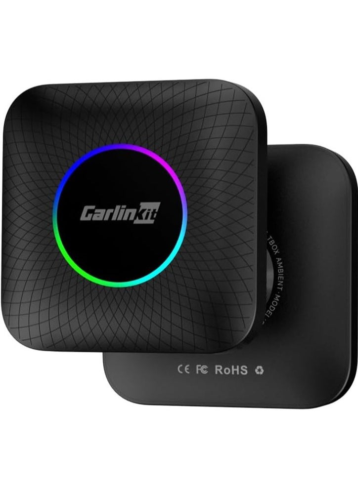 Carlinkit Android 13.0 Ai Box LED، 8+128 جيجابايت مع Qualcomm 8-core، 3 في 1 Wireless CarPlay/Android Auto يأتي مع متجر Play، بث الفيديو، فقط للمركبة مع CarPlay السلكي 