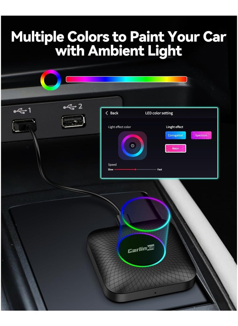 Carlinkit Android 13.0 Ai Box LED, 8GB+128GB with Qualcomm 8-cores, 3-in-1 Wireless CarPlay/Android Auto Comes with Play Store, Streaming Video, Only for The Vehicle with Wired CarPlay  - Image 2