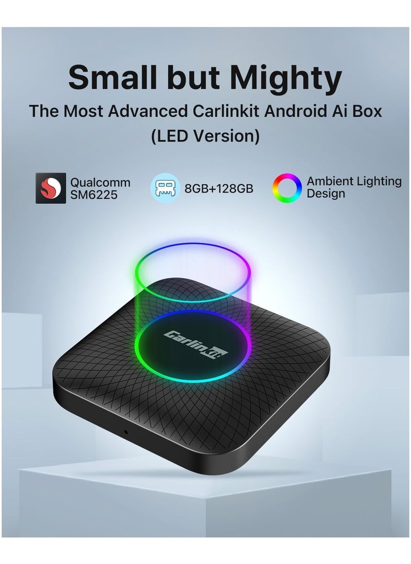 Carlinkit Android 13.0 Ai Box LED, 8GB+128GB with Qualcomm 8-cores, 3-in-1 Wireless CarPlay/Android Auto Comes with Play Store, Streaming Video, Only for The Vehicle with Wired CarPlay  - Image 4