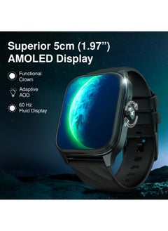 fastrack Fastrack New Astor FS1 PRO Smart Watch, Large Super AMOLED Display (1.97") AOD, AI Voice Assistance, Functional Crown, SingleSync BT Calling, 100+ Sports Modes & Smartwatch Faces, IP68 (Black)  - Image 2