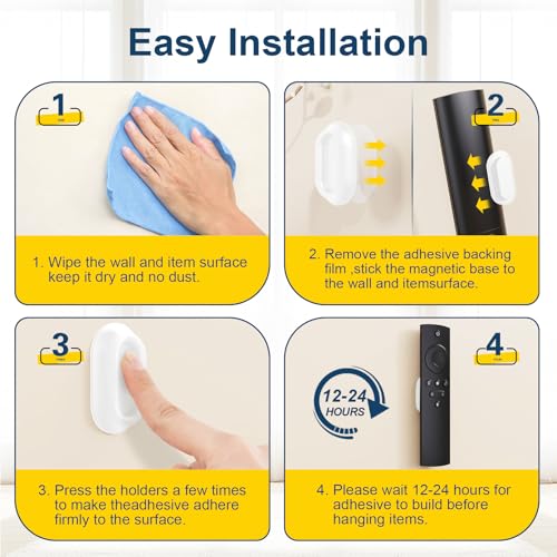 Vaszu Magnetic Remote Control Holder Self-Adhesive Wall Mount, 6 Pack Upgraded Silicone Organizer Storage Wall Holder for Home Office TV, Fan and Air Conditioner Remote Control White - Image 3