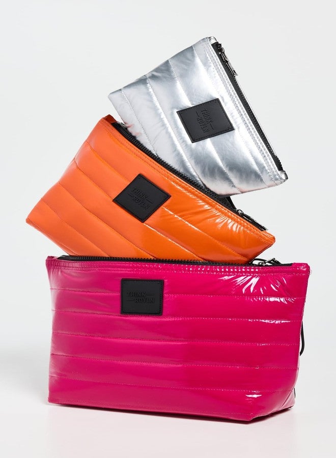 Think Royln Women's Travel Trio Pouches, Fuchsia/Orange/Silver, One Size - Image 2