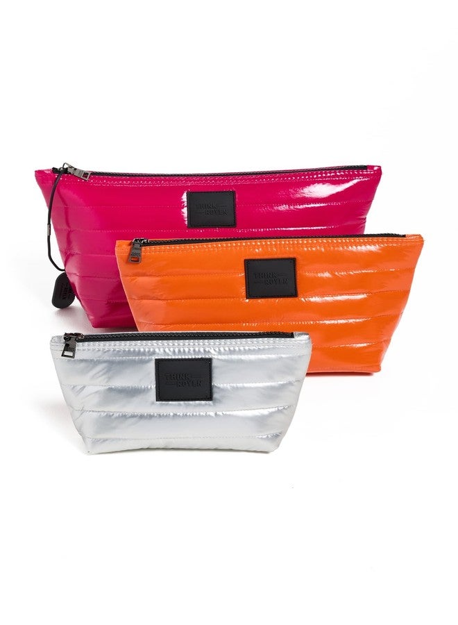 Think Royln Women's Travel Trio Pouches, Fuchsia/Orange/Silver, One Size - Image 1