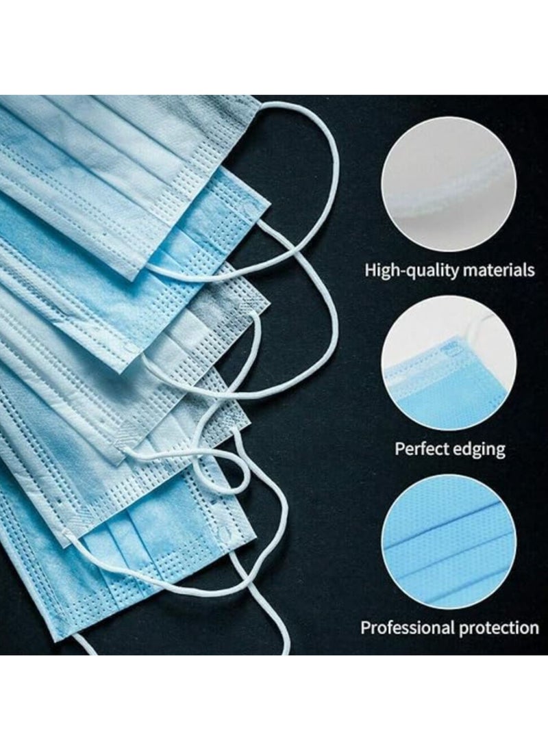 Kinmed - 50-Piece Disposable Medical 3-Layer High Quality Earloop Face Masks Set - Blue - Image 1