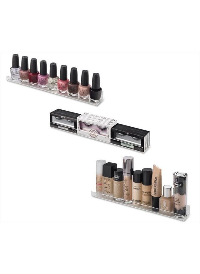 BY ALEGORY Acrylic Makeup Wall Organizing Shelves Nail Polish, Eyelashes, Foundations Cosmetics | 12 inch shelf (Pack of 4) Hardware Incl'd  - Image 4