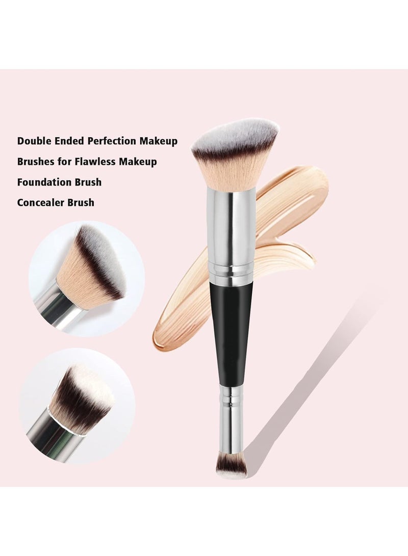 Goolsky Makeup Brushes Makeup BrushDual-ended Angled Foundation Brush Concealer Brush Perfect for Any Look Premium Luxe Hair Rounded Taperd Flawless Brush Ideal for Liquid, Cream, Powder,Blending.  - Image 4