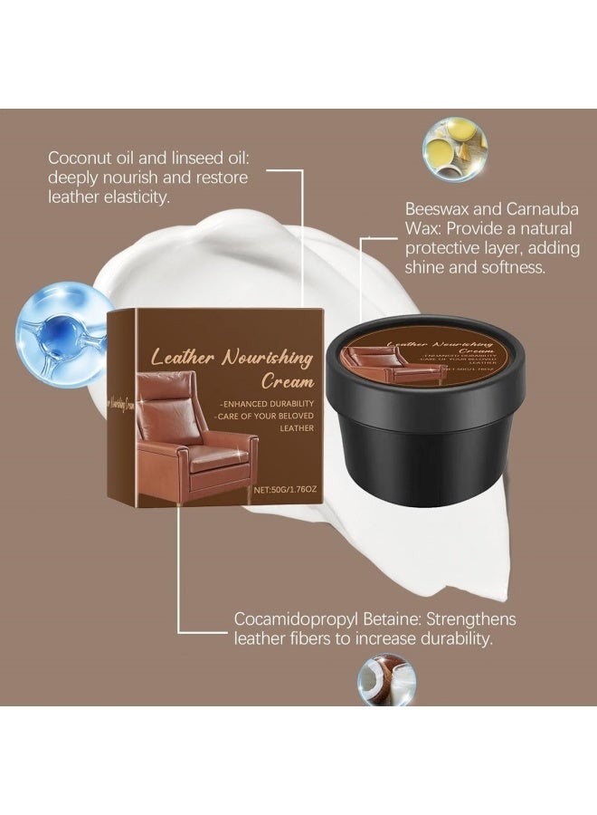 Leather Balm, Leather Scratch Repair - 50g Leather Sofa Scratch Repair | Leather Moisturizing Cream Polish Cream for Furniture, Sofas, Car Seats, Shoes, Handbag - Image 3