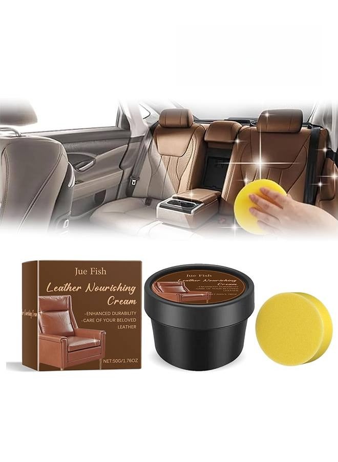 Leather Balm, Leather Scratch Repair - 50g Leather Sofa Scratch Repair | Leather Moisturizing Cream Polish Cream for Furniture, Sofas, Car Seats, Shoes, Handbag - Image 1