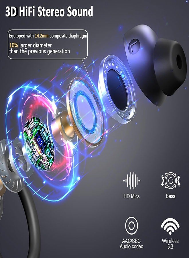 آيجو 2024 سماعات رأس لاسلكية جديدة تعمل باللمس للتحكم في وضع اللمس، مدة تشغيل 48 ساعة وصوت ستيريو هاي فاي مع ميكروفون، شاشة LED لعرض مستوى الصوت، سماعات رأس فوق الأذن مقاومة للماء - أبيض - Image 3