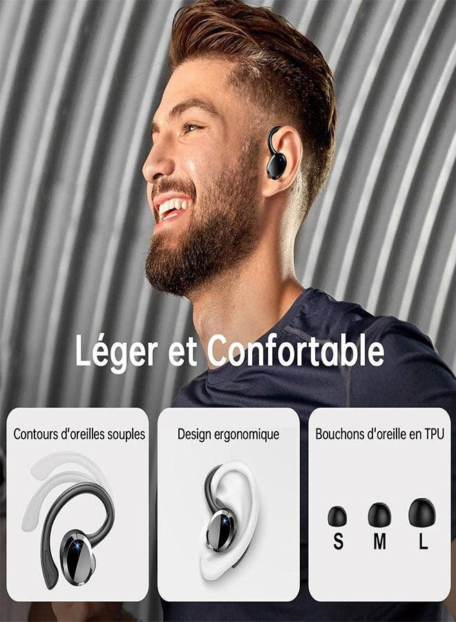 آيجو 2024 سماعات رأس لاسلكية جديدة تعمل باللمس للتحكم في وضع اللمس، مدة تشغيل 48 ساعة وصوت ستيريو هاي فاي مع ميكروفون، شاشة LED لعرض مستوى الصوت، سماعات رأس فوق الأذن مقاومة للماء - أبيض - Image 4