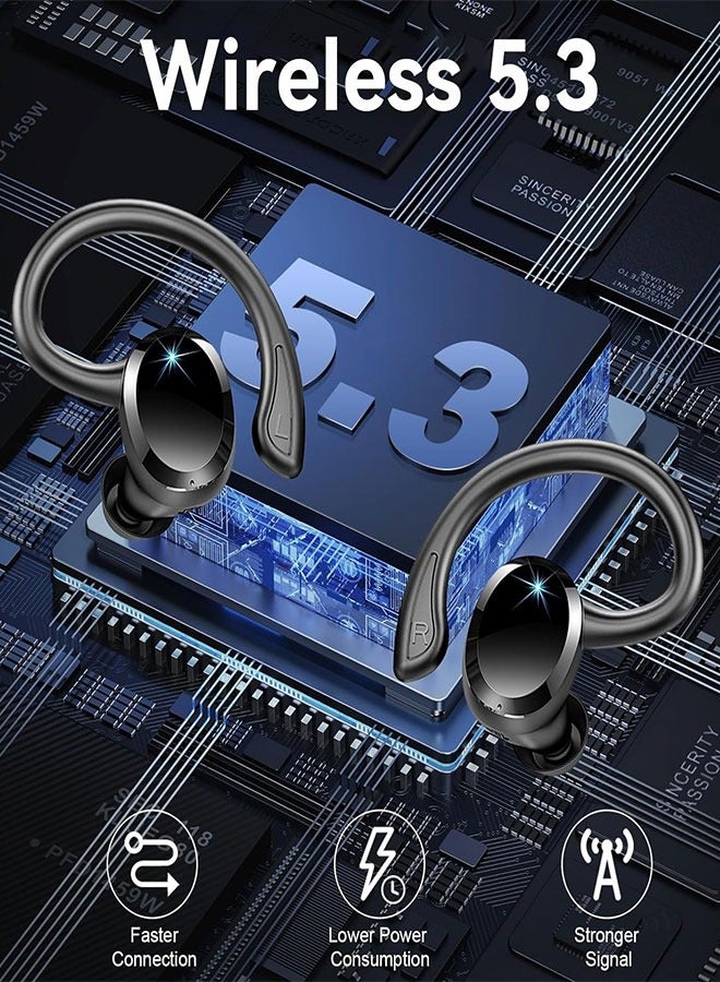 آيجو 2024 سماعات رأس لاسلكية جديدة تعمل باللمس للتحكم في وضع اللمس، مدة تشغيل 48 ساعة وصوت ستيريو هاي فاي مع ميكروفون، شاشة LED لعرض مستوى الصوت، سماعات رأس فوق الأذن مقاومة للماء - أبيض - Image 5