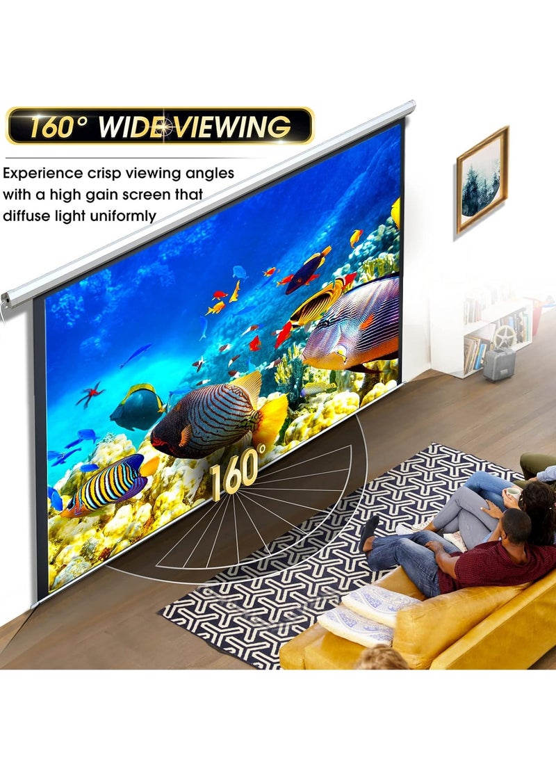 FlashHawk - 120 Inch 4:3  Wall Mount Electric Projector Screen - Motorized Projection Curtain with Remote Control For Business/School/Office/Meeting - Image 1