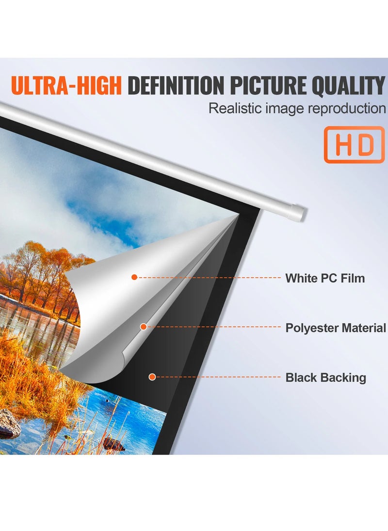 FlashHawk - 120 Inch 4:3  Wall Mount Electric Projector Screen - Motorized Projection Curtain with Remote Control For Business/School/Office/Meeting - Image 1
