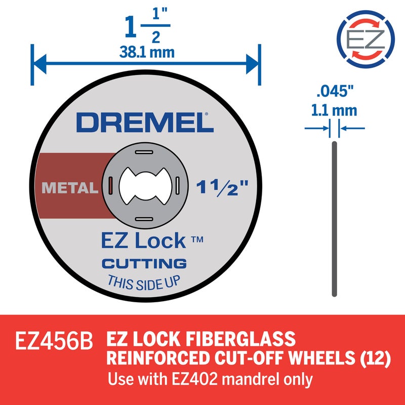Dremel EZ456B 1 1/2-Inch EZ Lock Rotary Tool Cut-Off Wheels- Rotary Tool Cutting Accessories, Perfect for Slicing Sheet Metal and Copper Pipe, 12 Pieces - Image 3
