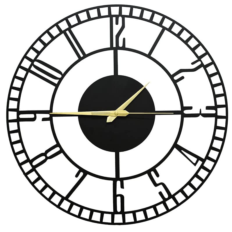 Reyox Metal Wall Clock Large Metal Wall Clock for Living Room Bedroom Kitchen Latin Numeral Wall Clock Antique Metal Wall Clock Big Size Modern Decorative Wall Watch Style 2