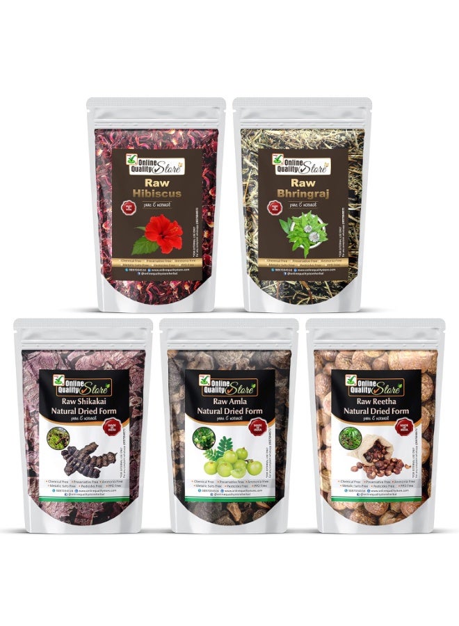 Online Quality Store herbal hair shampoo and hair mask(RAw form -Amla,Reetha, Shikakai,bhringraj and Hibiscus) (Raw_Reetha_Amla_Shikakai_Bringraj_Hibiscous_500g) - Image 1
