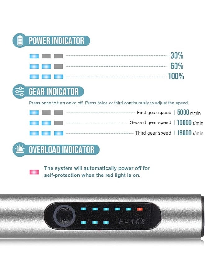 NANAO Electric Engraving Pen with 37 Bits, USB Rechargeable Cordless Engraving Machine, Portable DIY Rotary Engraver for Jewelry Wood Glass Stone Carving (Silver) - Image 3