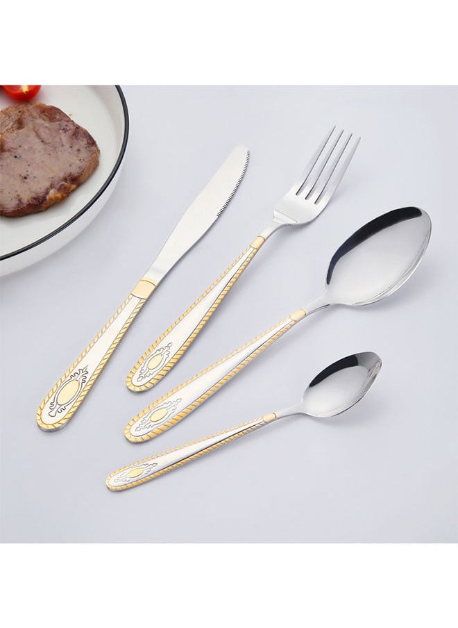 24-Piece Stainless Steel Cutlery Spoon,Fork And Knife Set Silver/Gold - pzsku/ZEFA7000D6DAA9B30B899Z/45/_/1687335622/1a1fb5fb-2776-4844-9cb7-b5a537a5d65e